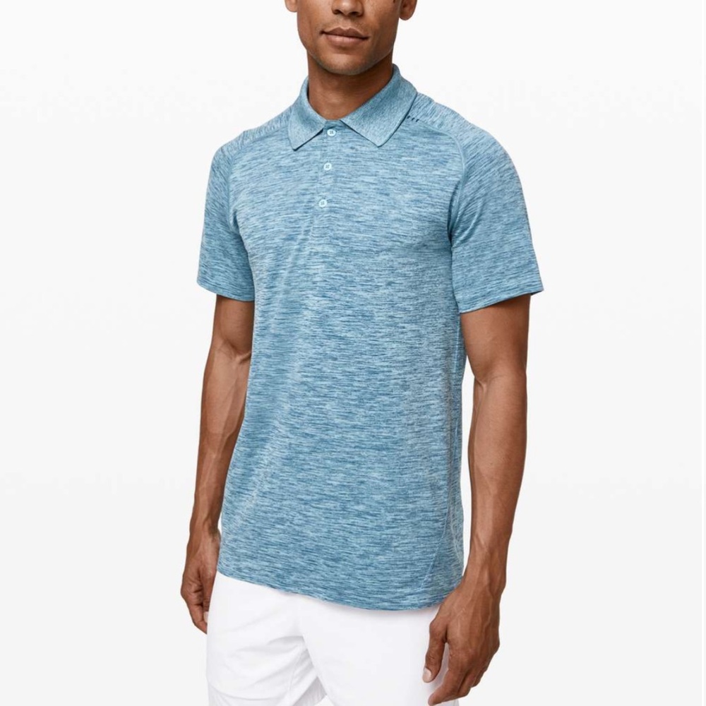 Lululemon hydra blue Metal Vent Tech Polo collared short sleeve tee shirt - Picture 5 of 7
